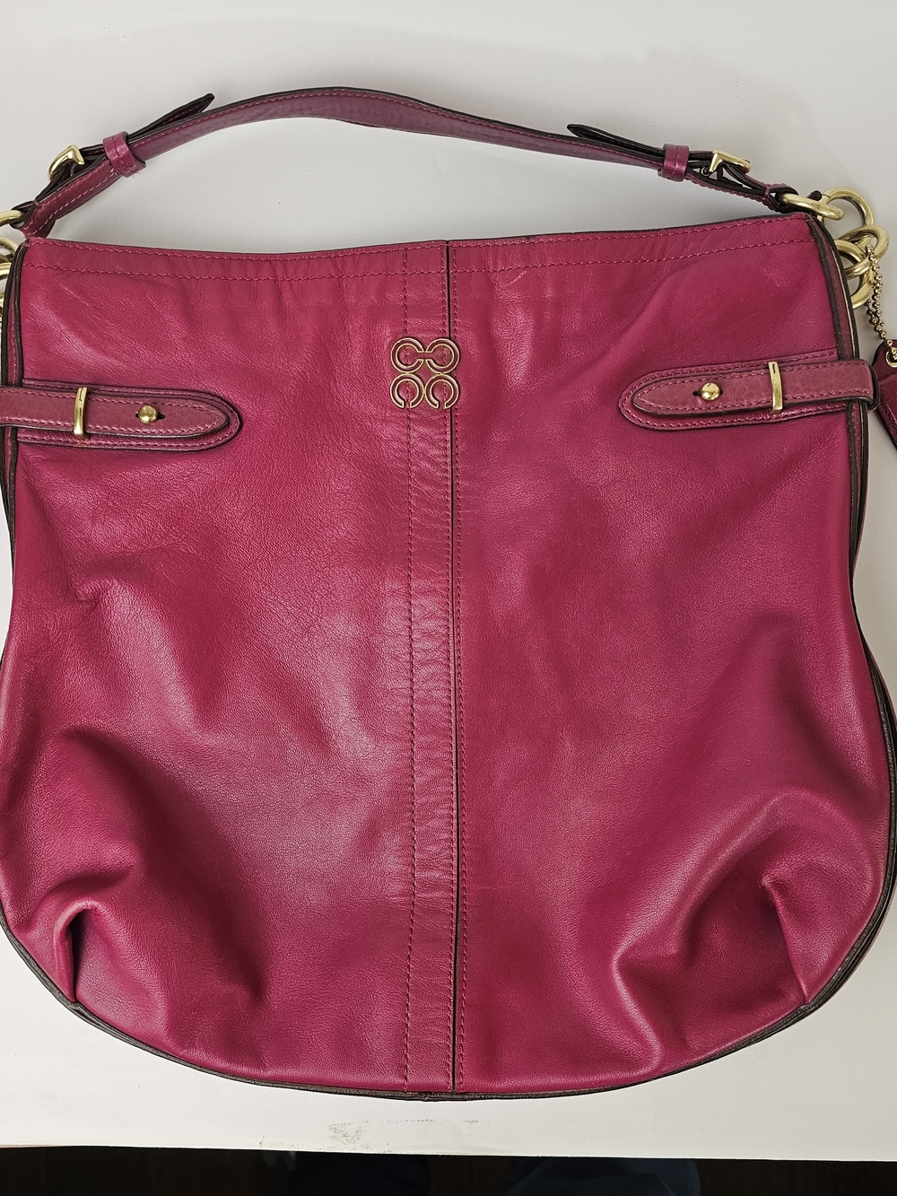 Vintage Coach 16413 Colette Fuchsia Leather Shoulder Bag